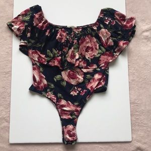 Floral Navy and Pink bodysuit